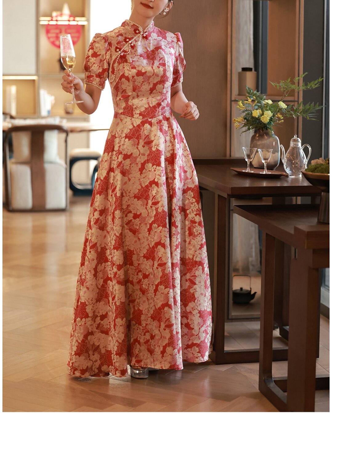 A-Line Satin Floor-Length Evening Gown - Chloe Dress