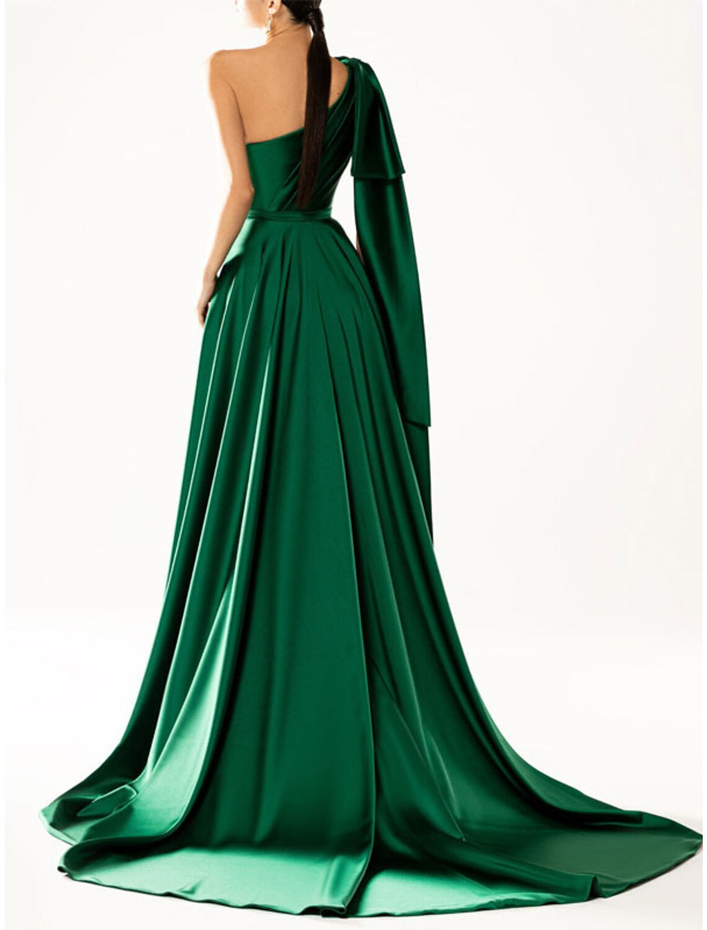 A-Line One-Shoulder Sleeveless Train Evening Gown - Chloe Dress