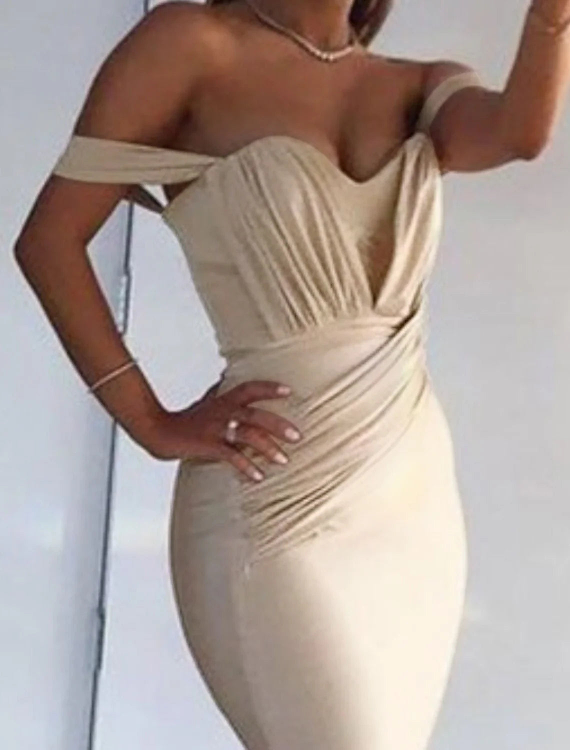 Mermaid Off-Shoulder Sleeveless Pleated Mini Evening Dress - Chloe Dress