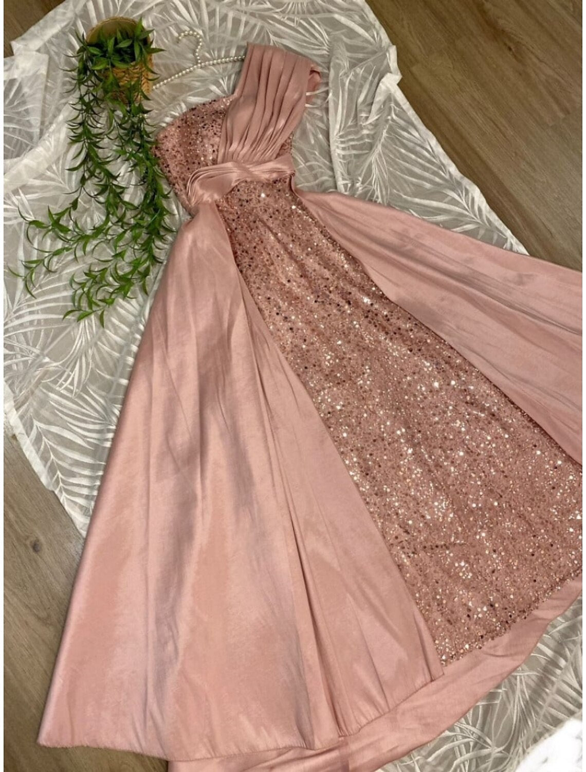 Sheath One-Shoulder Satin Short Sleeve Train Mini Evening Gown - Chloe Dress