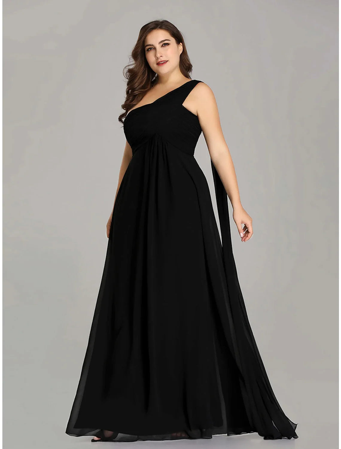 A-Line One-Shoulder Chiffon Sleeveless Backless Pleated Floor-Length Evening Gown - Chloe Dress