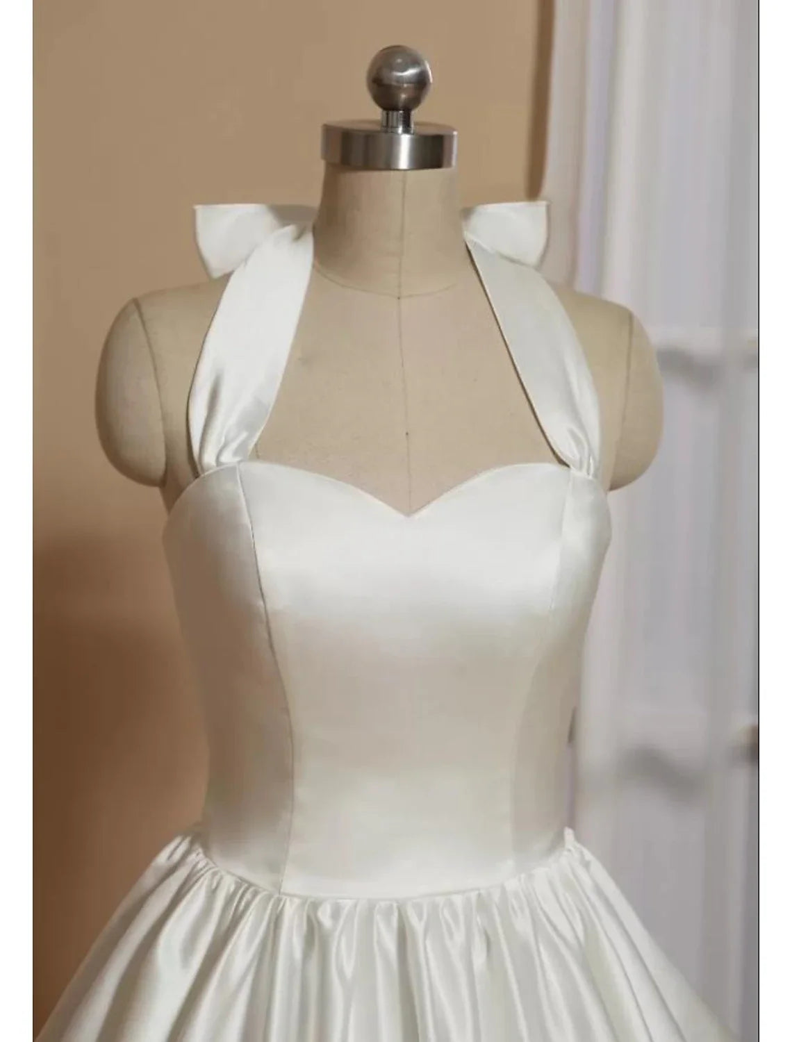 A-Line Halter Satin Sleeveless Mini Cocktail Gown - Chloe Dress