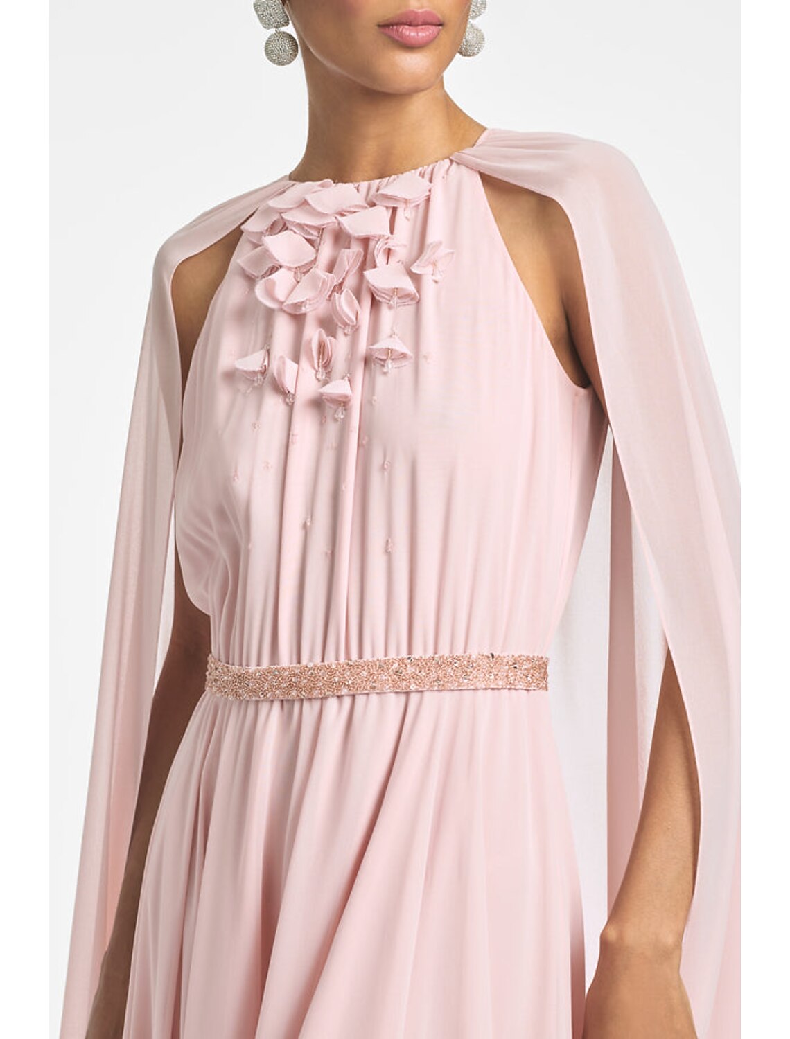 A-Line Chiffon Sleeveless Rhinestone Floor-Length Evening Gown - Chloe Dress