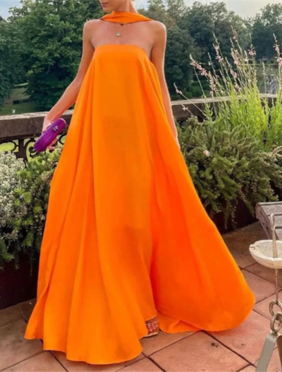 A-Line Strapless Chiffon Sleeveless Pleated Floor-Length Evening Gown - Chloe Dress
