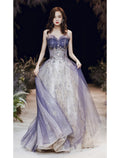 A-Line Strapless Satin Sleeveless Floor-Length Evening Dress - Chloe Dress