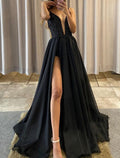 A-Line Spaghetti Strap Chiffon Sleeveless High Slit Prom Dress - Chloe Dress