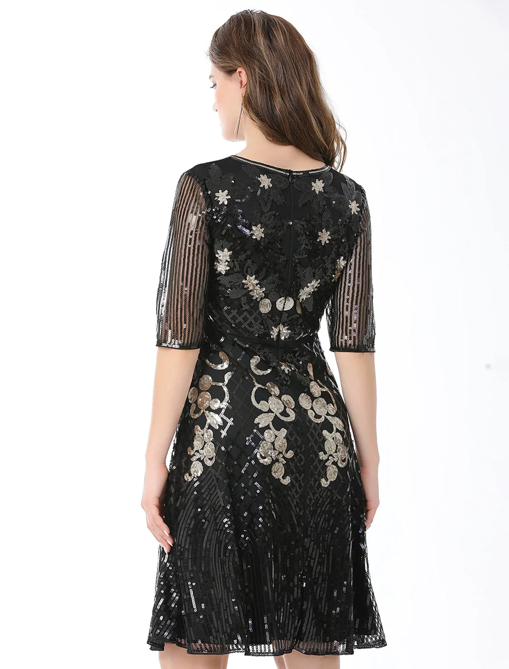 A-Line Sequin Knee-Length Cocktail Dress - Chloe Dress