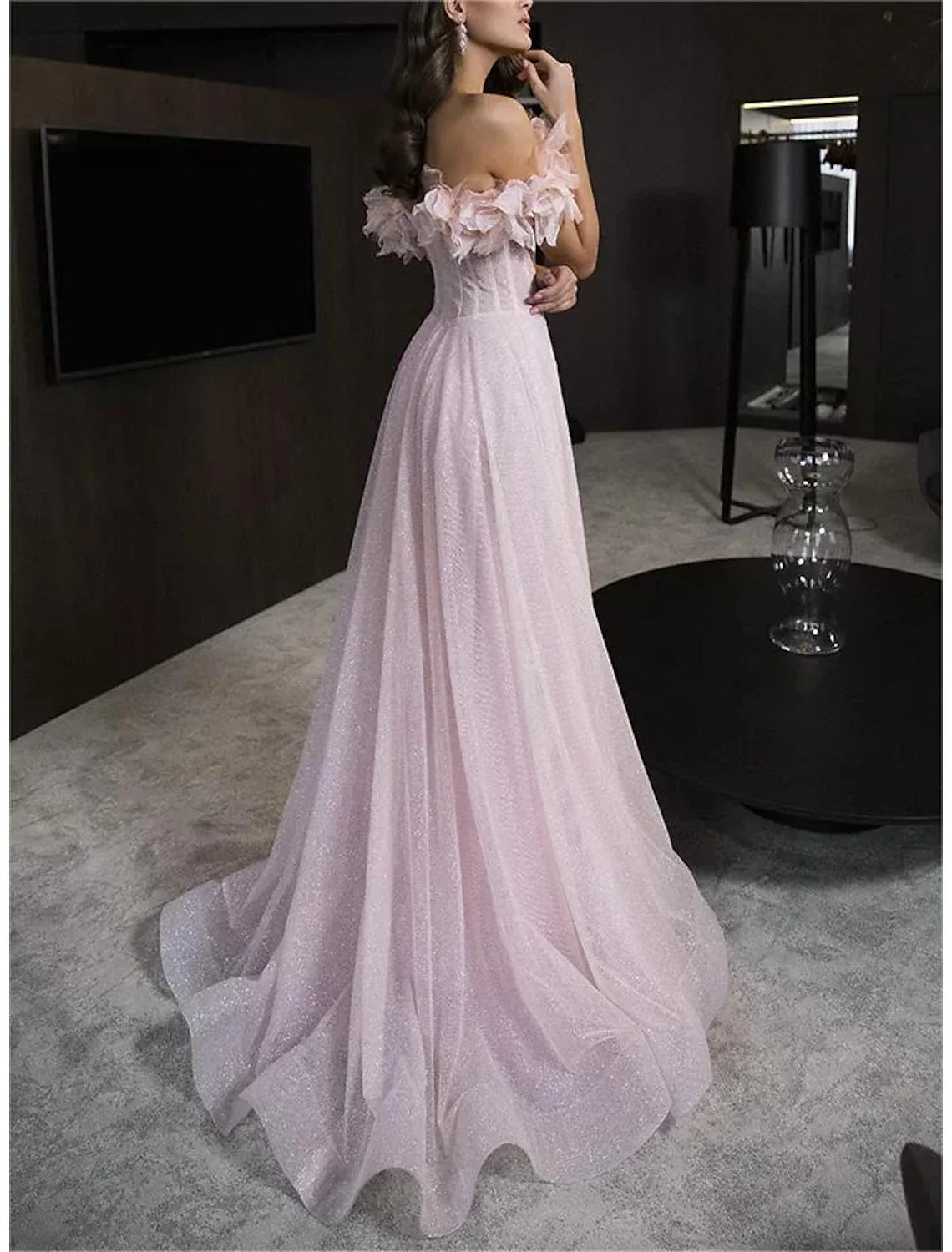 A-Line Off-Shoulder Tulle Sleeveless Floor-Length Prom Dress - Chloe Dress