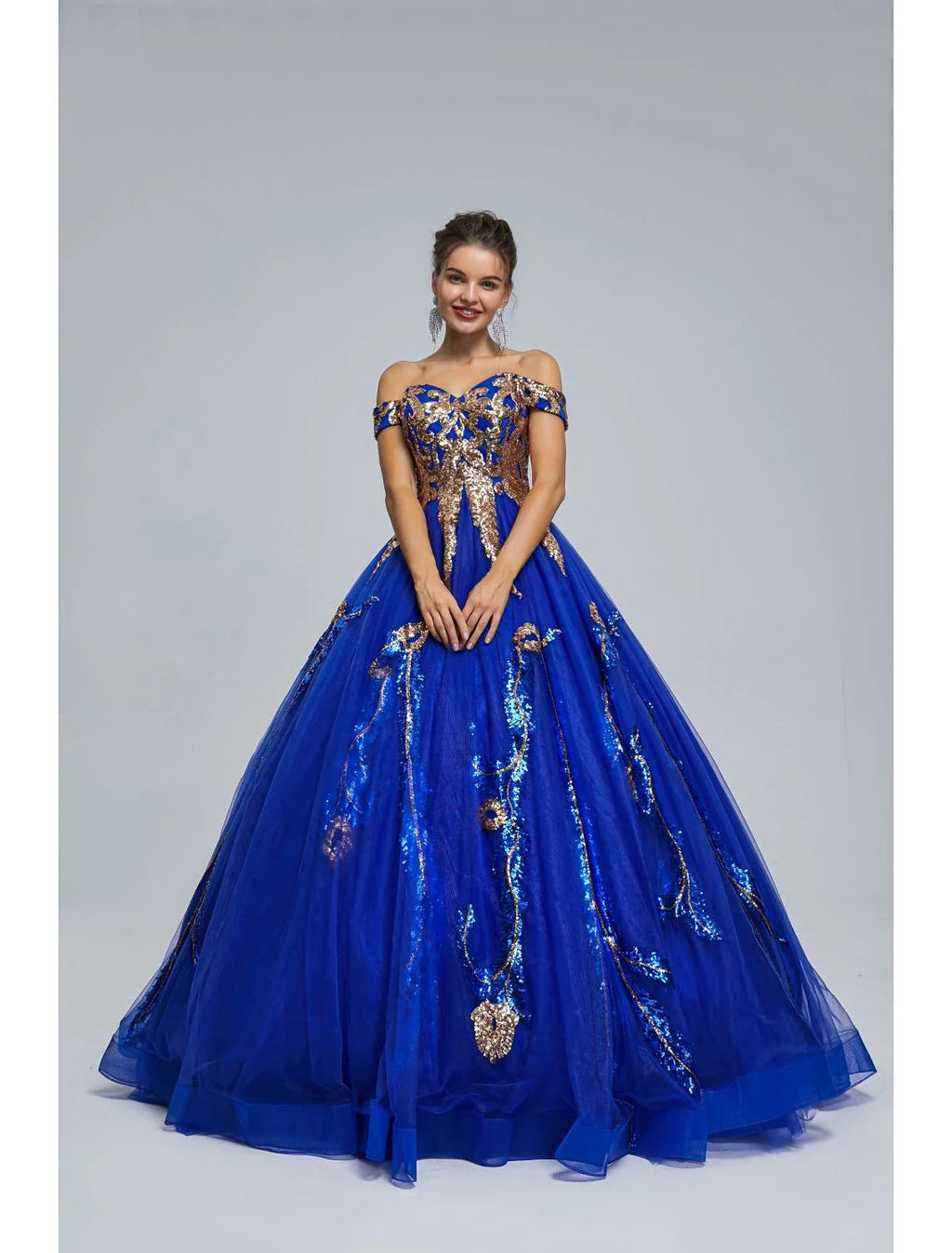 Ball Gown Off-Shoulder Tulle Sleeveless Floor-Length Prom Gown - Chloe Dress