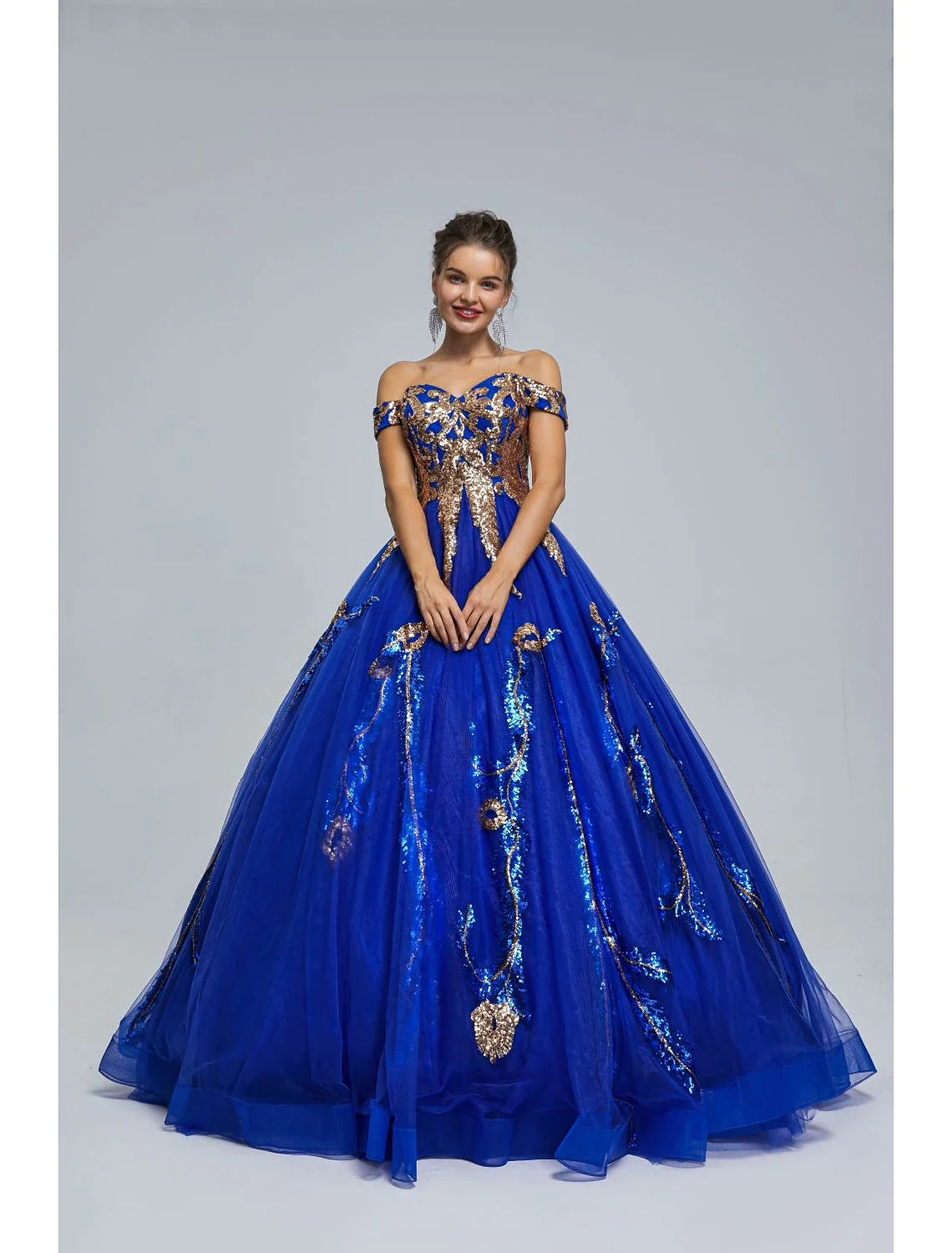 Ball Gown Off-Shoulder Tulle Sleeveless Floor-Length Prom Gown - Chloe Dress