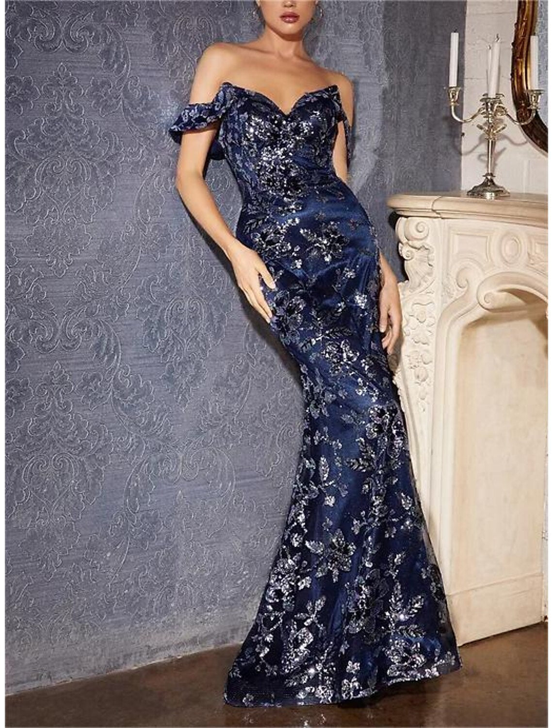 Mermaid Off-Shoulder Tulle Sleeveless High Slit Prom Dress - Chloe Dress