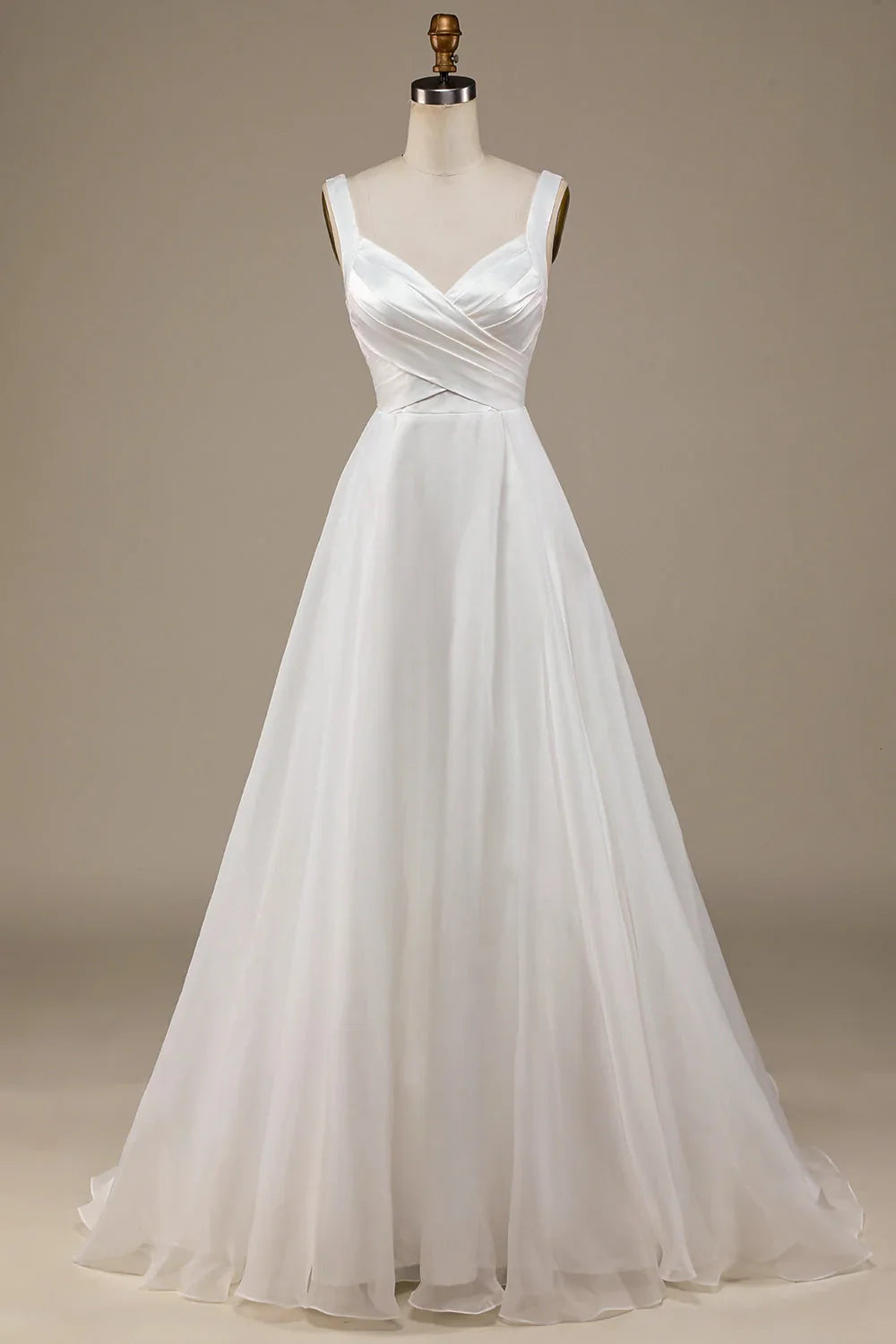 Ivory Off-Shoulder Sleeveless Floor-Length Wedding Dress - Chloe Dress
