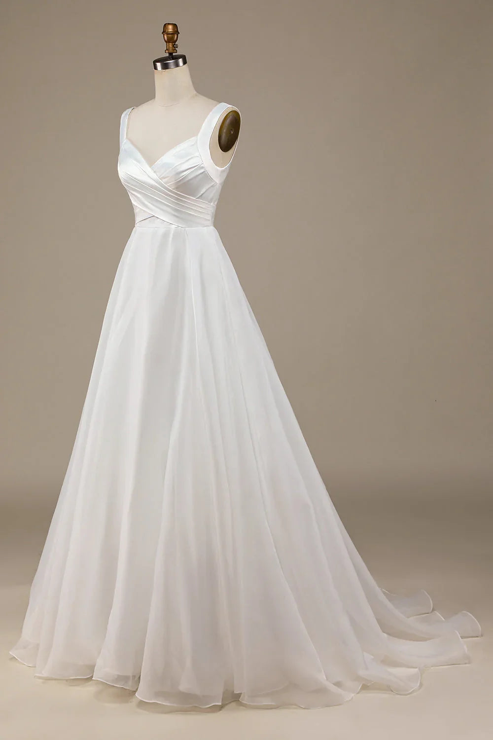 Ivory Off-Shoulder Sleeveless Floor-Length Wedding Dress - Chloe Dress