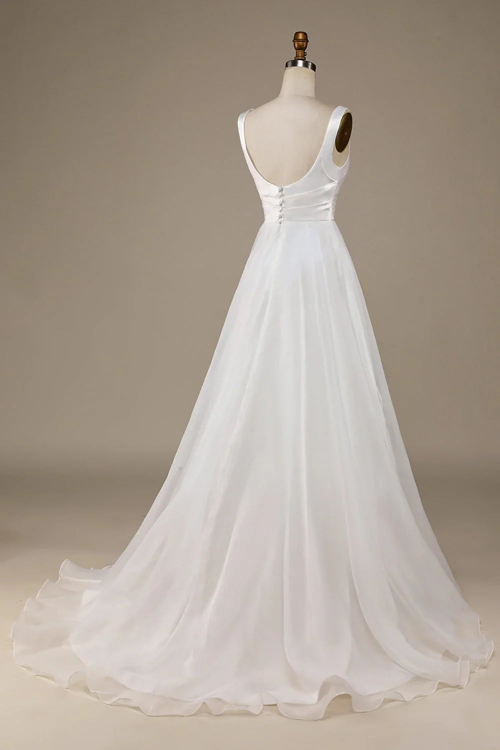 Ivory Off-Shoulder Sleeveless Floor-Length Wedding Dress - Chloe Dress