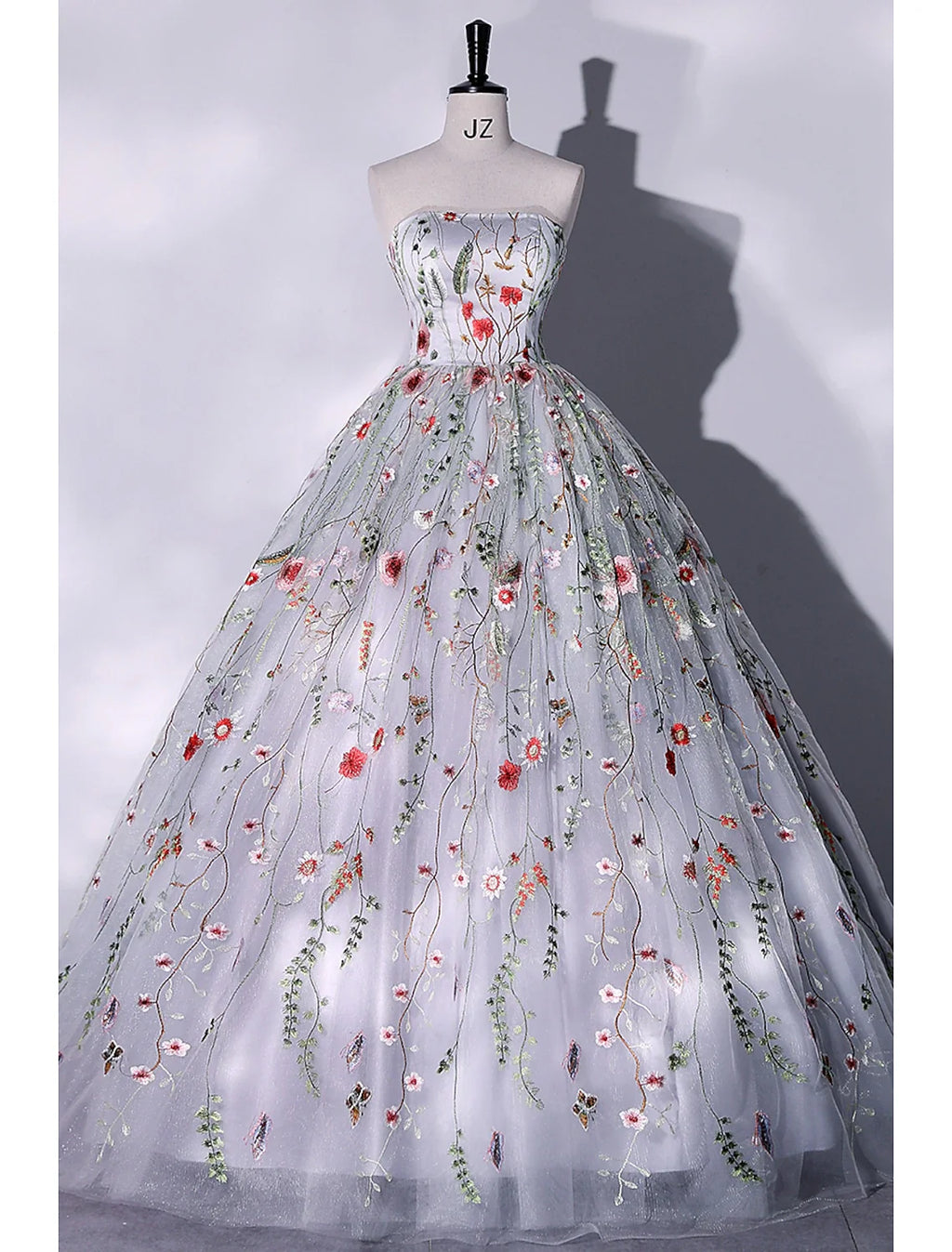 Ball Gown Strapless Lace Sleeveless High Slit Floor-Length Evening Gown - Chloe Dress