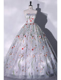 Ball Gown Strapless Lace Sleeveless High Slit Floor-Length Evening Gown - Chloe Dress