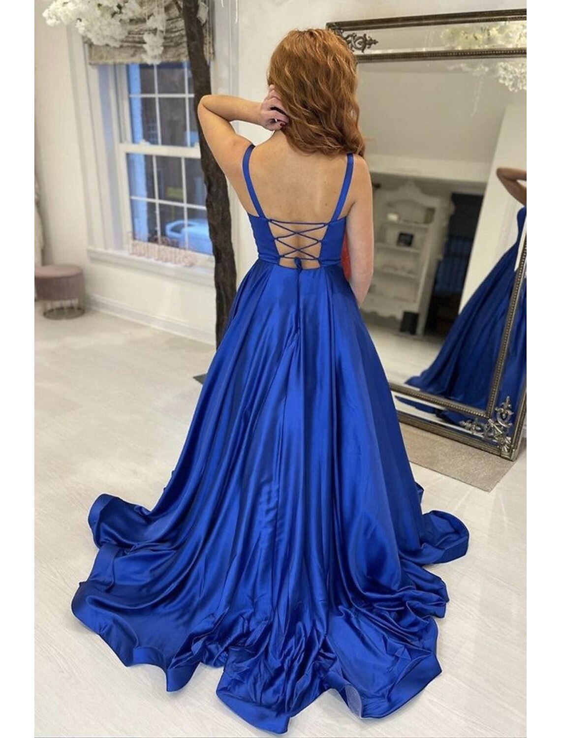A-Line Strapless Satin Sleeveless Backless Pleated Prom Dress - Chloe Dress