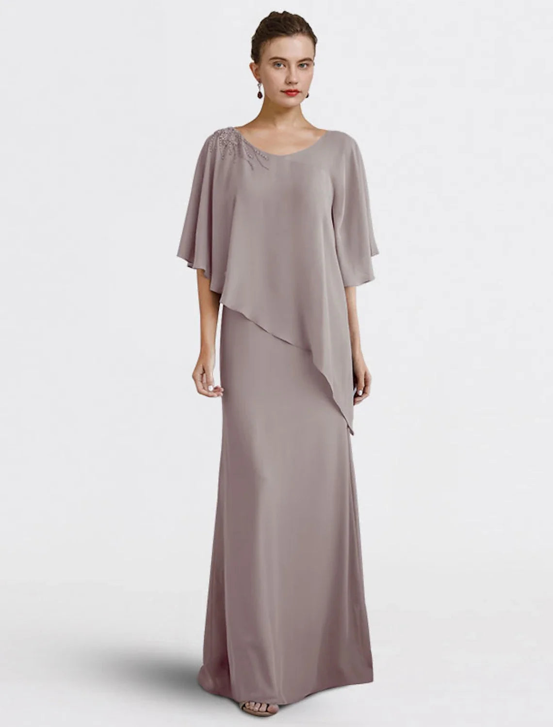 Sheath V-Neck Chiffon Floor-Length Wedding Dress - Chloe Dress