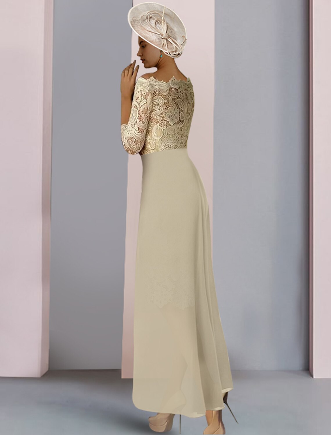 Sheath Chiffon Applique Knee-Length Wedding Dress - Chloe Dress