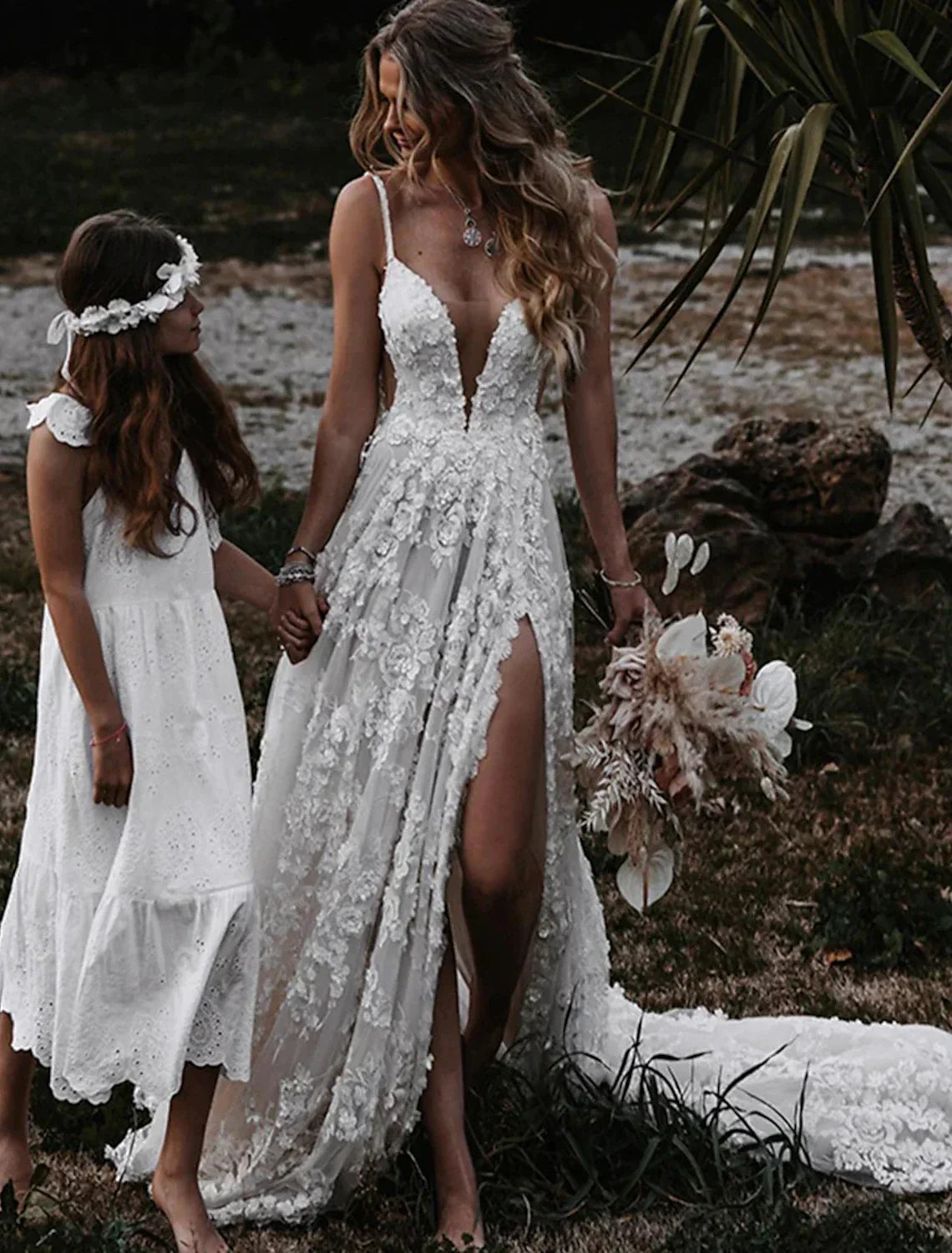 A-Line Sweetheart Lace Train Wedding Gown - Chloe Dress