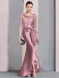 Mermaid High Neck Satin Asymmetric Wedding Dress - Chloe Dress