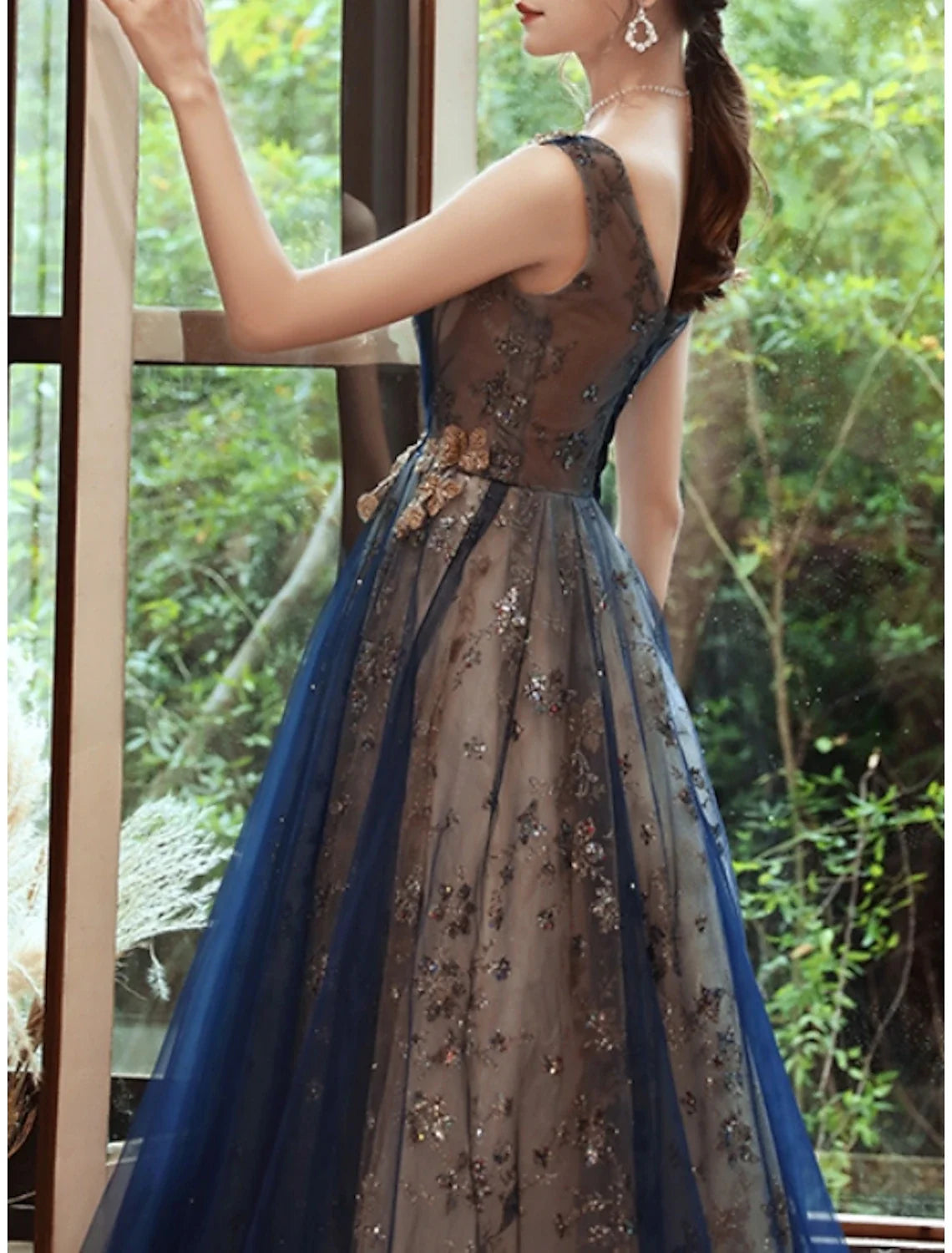 A-Line Sequin Sleeveless Floor-Length Evening Dress - Chloe Dress