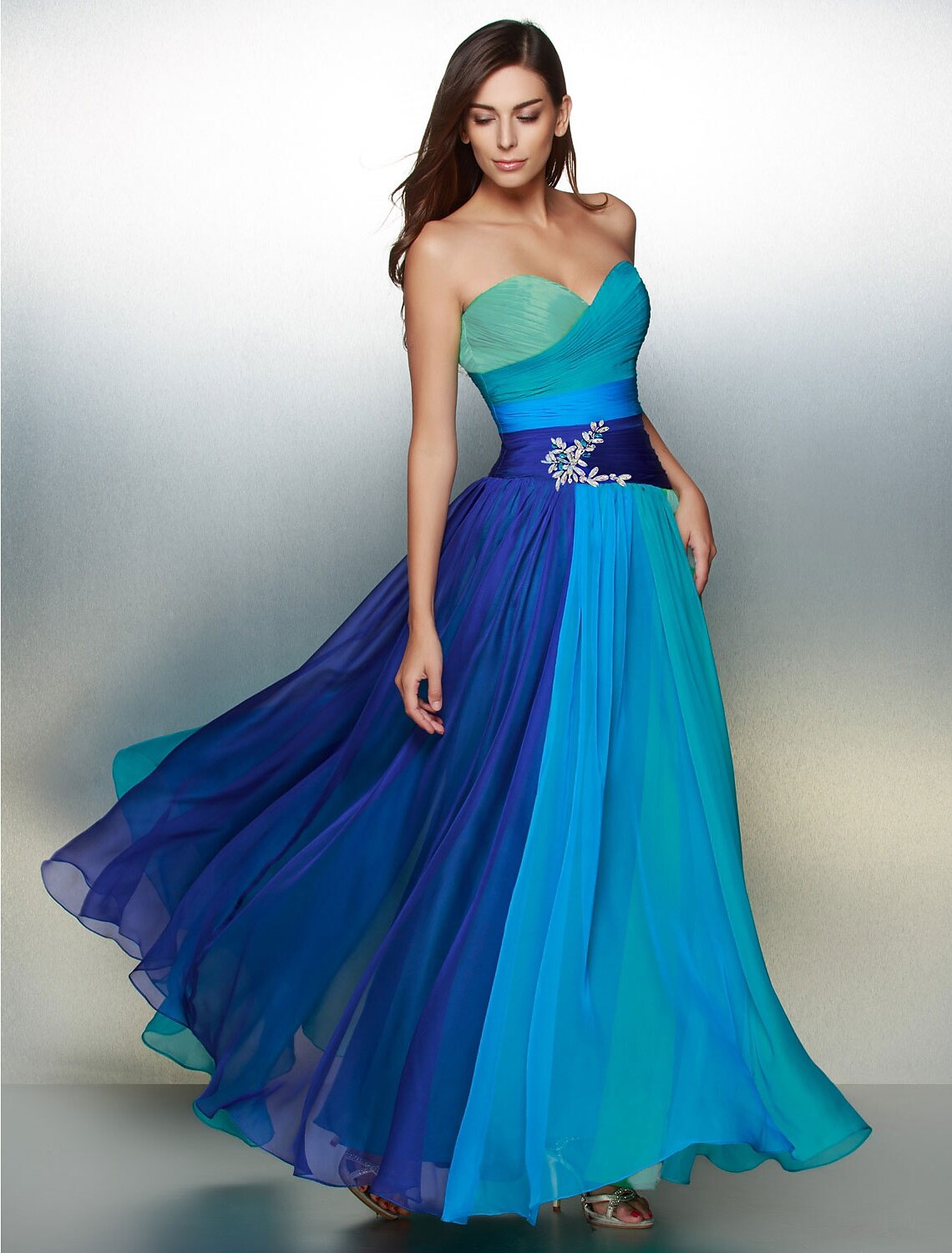 A-Line Sweetheart Chiffon Sleeveless Backless Floor-Length Prom Dress - Chloe Dress