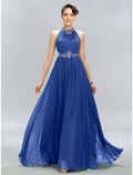 A-Line Halter Chiffon Sleeveless Applique Floor-Length Wedding Dress - Chloe Dress