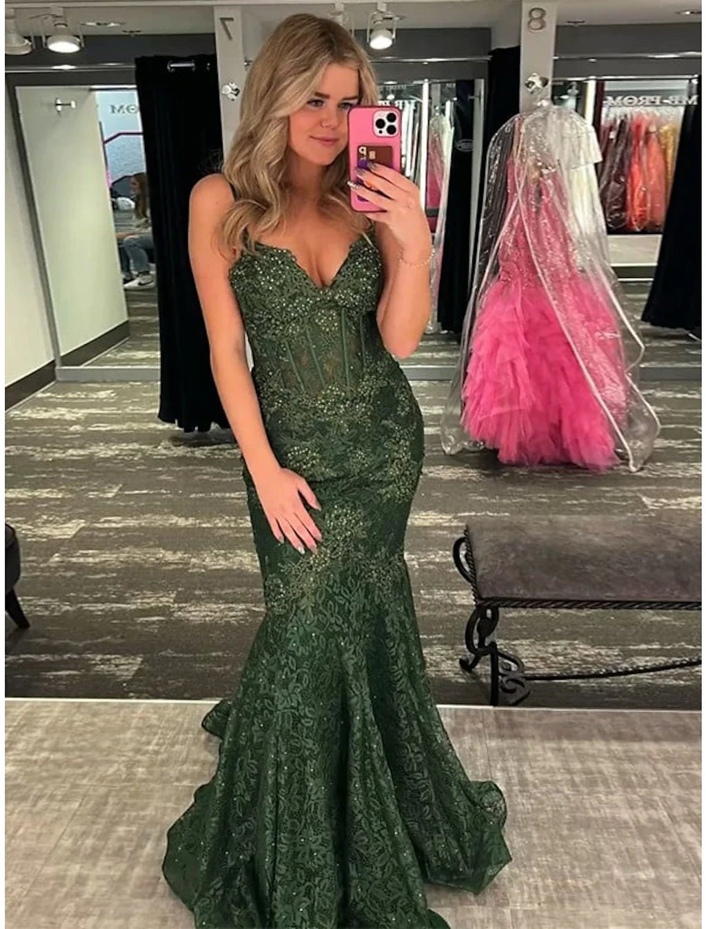 Mermaid Spaghetti Strap Sleeveless Backless Train Floor-Length Evening Gown - Chloe Dress