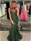 Mermaid Spaghetti Strap Sleeveless Backless Train Floor-Length Evening Gown - Chloe Dress