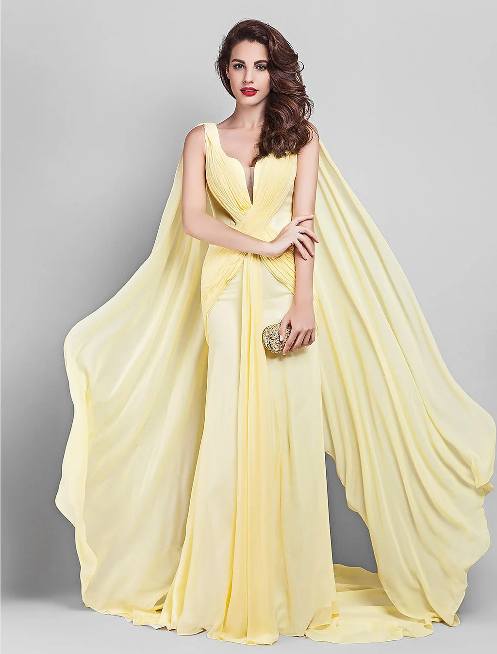 Sheath Plunging Sleeveless Train Prom Dress - Chloe Dress