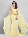Sheath Plunging Sleeveless Train Prom Dress - Chloe Dress