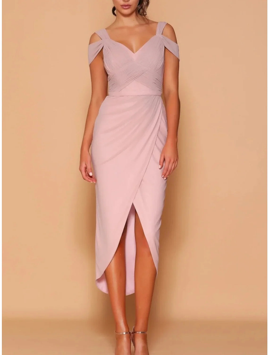 A-Line V-Neck Chiffon Short Sleeve Mini Wedding Dress - Chloe Dress