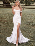 Mermaid Off-Shoulder Sleeveless Train Wedding Gown - Chloe Dress