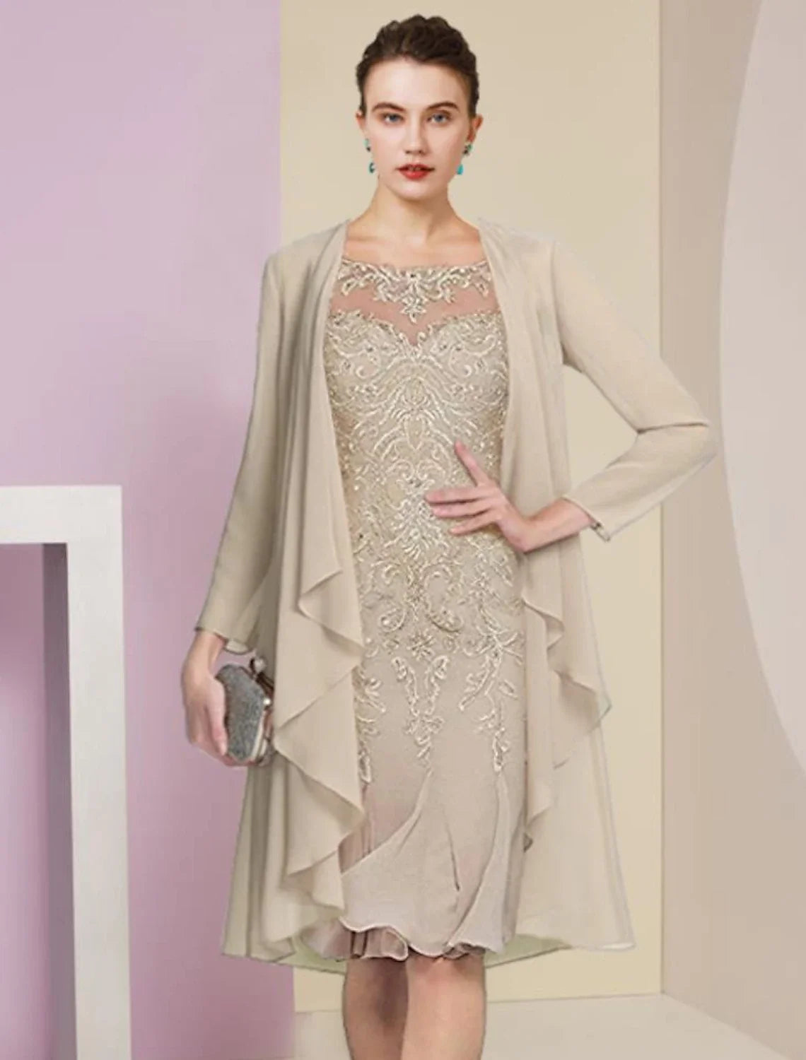 Mermaid Chiffon Pleated Knee-Length Wedding Dress - Chloe Dress