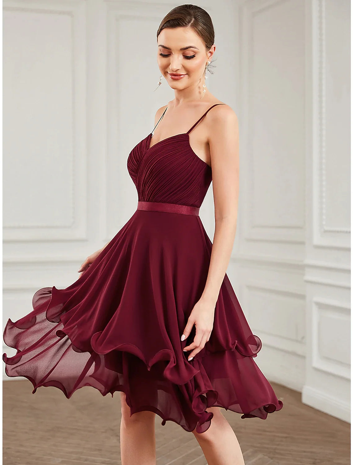 A-Line Sweetheart Chiffon Sleeveless Tiered Mini Prom Dress - Chloe Dress